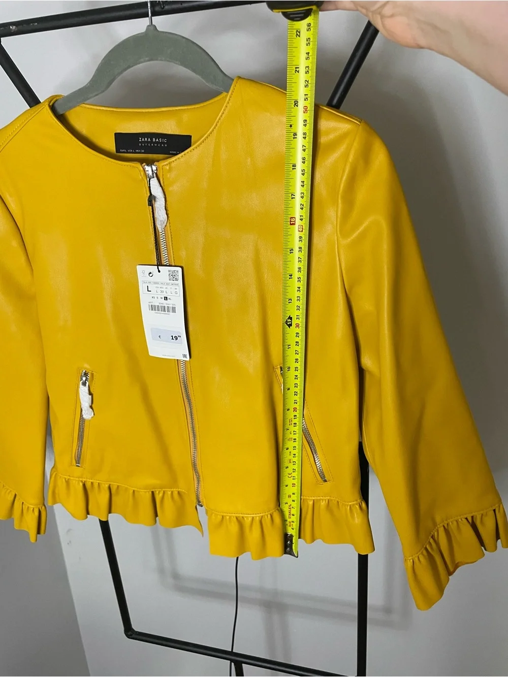 Zara Bright Yellow Faux Leather Jacket with Front Zip - Picture 5 of 6